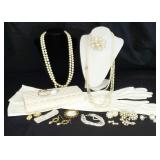 23+pc White, Ivory Pearl Costume Jewelry, Purse #2