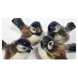 4) GOEBEL Ceramic Porcelain Sparrow Bird Figurines