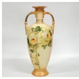 Antique Porcelain Dlb Handled Yellow Rose Vase