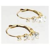 10K GOLD Graduating CZ Stone Earrings 0.85g