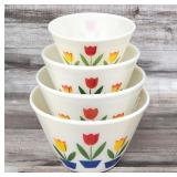 4) Fire King Milk Glass Tulip Nesting Mixing Bowls