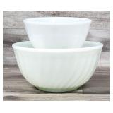 Fire King Spiral Milk Glass Mixing, Nesting Bowls