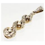 10K GOLD 3 Stone Journey Necklace Pendant 1.50g