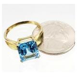 14K GOLD Blue Topaz Ladies Ring 4.54g