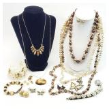 15pc Costume Jewelry, Butterfly, Watch, Pearls