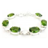 .925 Sterling Silver Green Stone Bracelet