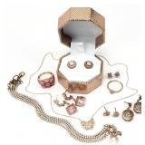 14pc Rose Tone .925 Sterling Silver Jewelry