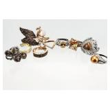 10 Assorted Silver & Bronze Tone Rings