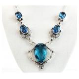 Sterling Silver London Blue Topaz Necklace 28g