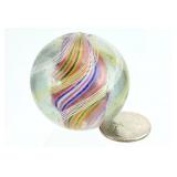 Vintage 1-5/8" German Ribbon Swirl Glass Marble