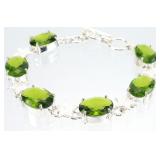 Sterling Silver Sim Peridot Gemstones Bracelet 15g