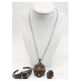 3pc Tigers Eye Costume Jewelry