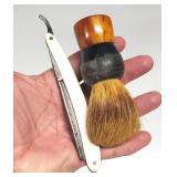 Vtg. DIXIE Straight Razor / Bakelite Shaving Brush