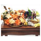 Faux Flowers, Baskets & Grapes Decorations
