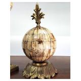 Brass Mosaic Sphere Inlayed Bone Ball Decor