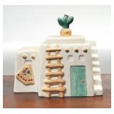 Vtg. Treasure Craft Pottery Adobe House Cookie Jar