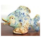 Big Lipped Ceramic Fish Sculpture