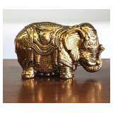 Gold Tone Ceramic Elephant Sculpture
