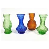 4) Vtg. Hobnail Glass Mini Vases