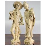 Vtg. Faux Ivory Asian Couple Figurine Set