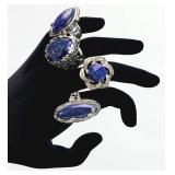 4 Stainless Steel Lapis Gemstone Ladies RINGS
