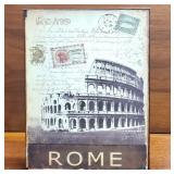 ROMAN Colosseum Postcard Tin Metal Sign ROME