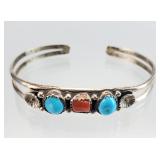 Navajo Sterling Silver Turquoise Cuff Bracelet 11g