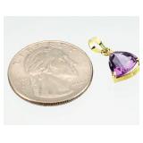 Gold tone Amethyst  Necklace Pendant marked 950