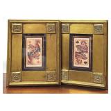 2) Gold Framed Playing Card Game Room Decor