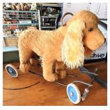 Vtg. Plush Cocker Spaniel Dog Ride On Pull Toy