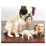 3pc Vtg. Porcelain Bulldog Figurines