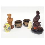 Asian Chinese Pottery / Wood Carved Figurines