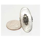 BC .925 Sterling Silver MOP Ladies RING 10g