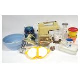 12pc Vtg. Kitchen Items, Mixer, Tupperware, Pyrex
