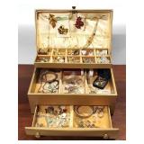Vtg. Costume Jewelry + Gold Tone Box