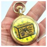 Vtg. USA Royal Garden Tea Gold Tone Pocket Watch