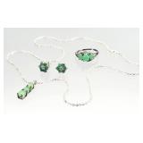 6pc Sterling Silver Jade Jewelry Set 10.69g