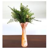 Vtg. Hand Blown Orange, White Artglass Vase