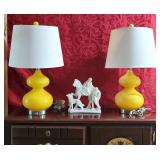 Yellow Glass Nightstand Table Lamps