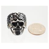 Stainless Steel SKULL Bikers Ring Size 10