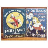 2) Ladies Beer Humor Metal Bar Pub Signs