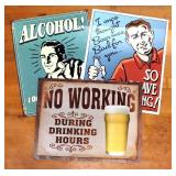 3pc Tin Metal Beer Humor Bar Signs