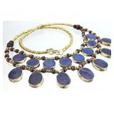 Dlb Strand Brass, Lapis Gemstone Tribal Necklace