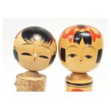 2) Vtg. Japanese Kokeshi Wood Dolls