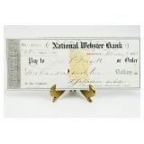 1873 Thomas Jefferson Coolidge Canceled Bank Check