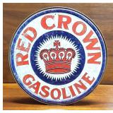 Round Red Crown Gasoline Tin Metal Sign