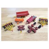 7pc Vtg. Die Cast Farm Implement Wagons