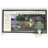 Large Biblical Framed Picture & Desk Lamp
