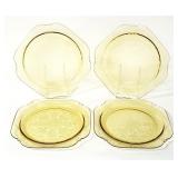 4) Federal Madrid Yellow Depression Glass Plates