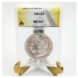 1881-S ANACS MS64 MORGAN SILVER DOLLAR